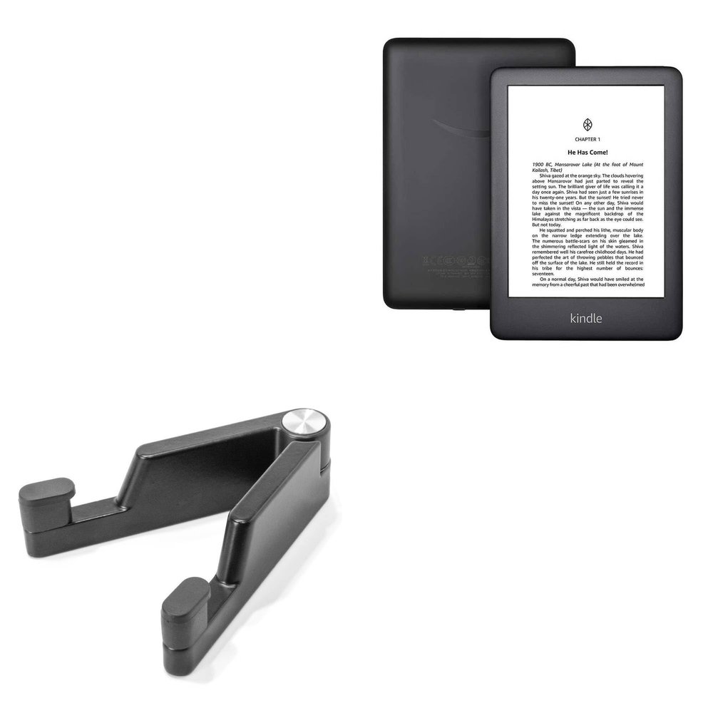 BoxWave Stand and Mount Compatible with Amazon Kindle (10th Gen 2019) - Desktop Aluminum SoloStand, Adjustable Hands-Free Portable with Rubber Feet - Jet Black