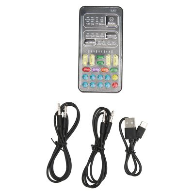 EIMSOAH Voice Changer, Multifunctional 8 Sound Effects Portable Handheld Mini Sound Card Voice Changer, for PC Phone Laptops, Game Music Recording
