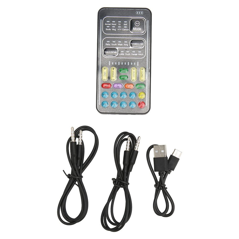 EIMSOAH Voice Changer, Multifunctional 8 Sound Effects Portable Handheld Mini Sound Card Voice Changer, for PC Phone Laptops, Game Music Recording