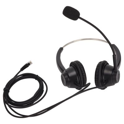 Binaural Headphones - Noise Canceling Double Sided Headset for Call Centers, Online Courses, and Conference Calls (Black)