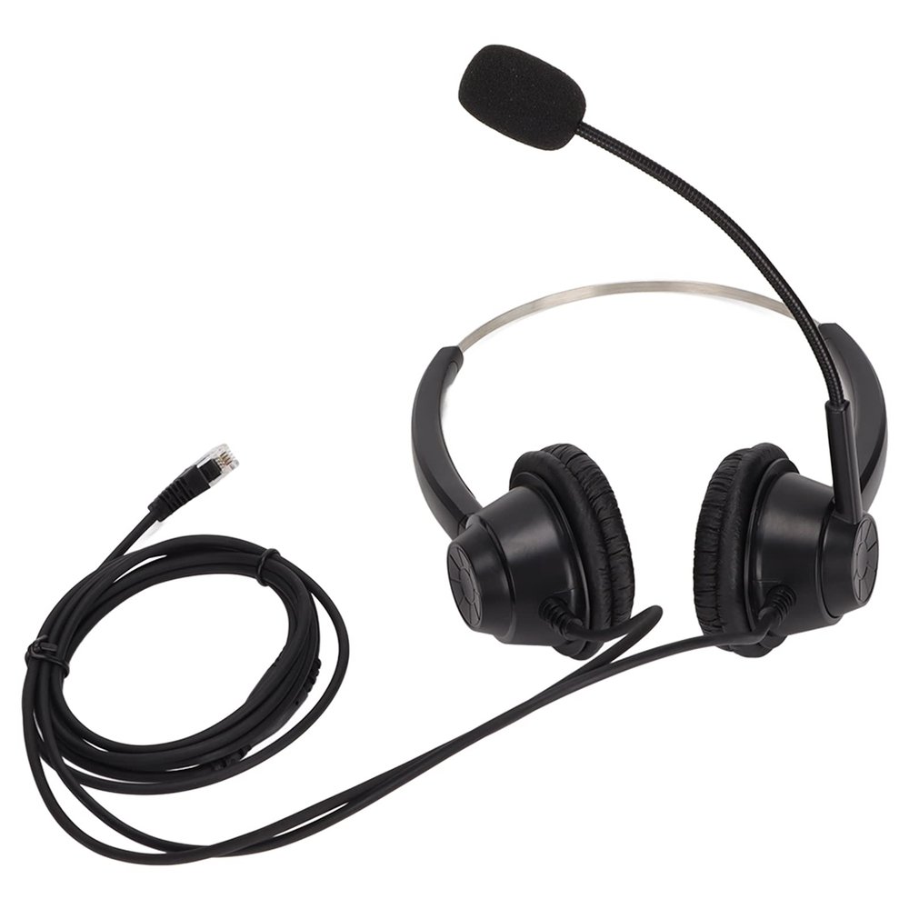Binaural Headphones - Noise Canceling Double Sided Headset for Call Centers, Online Courses, and Conference Calls (Black)