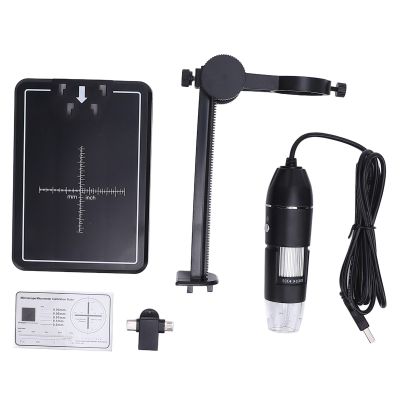 Digital Microscope USB 1600x Magnification High Definition Image Quality with Adjustable LED Lights and Stable Stand for Gemstone Appraisal Industrial Maintenance Jewelry