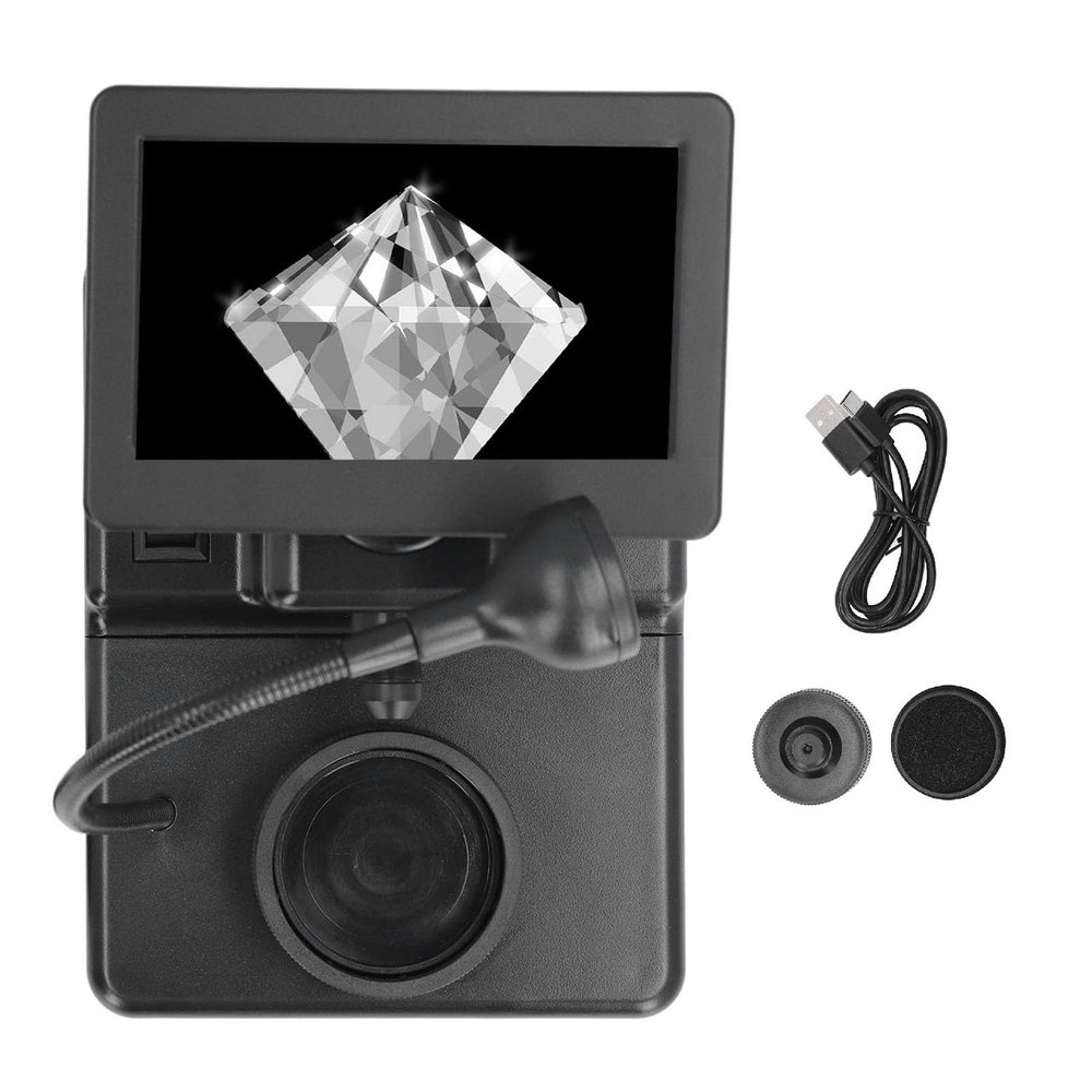 Diamond Waist Code Microscope High Magnification 1000X Digital Microscope with 4.3 Inch LCD Screen for Jewelry Inspection and Skin Surface Analysis ABS Material