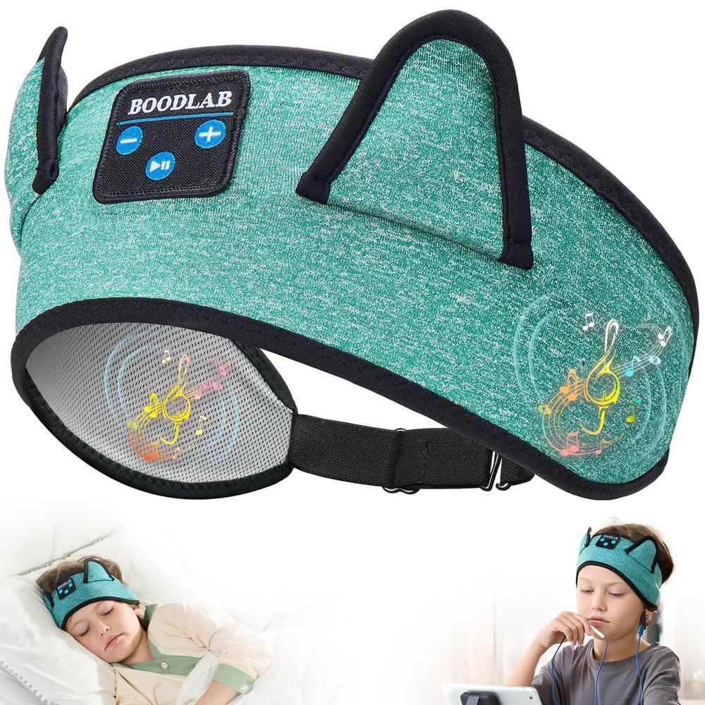 Boodlab Kids Bluetooth Headband Headphones - Wireless & Wired 3.5mm Jack, Thin Speakers, Adjustable Comfort Fit, Perfect for Toddlers & Children - Home, School & Travel Essentials