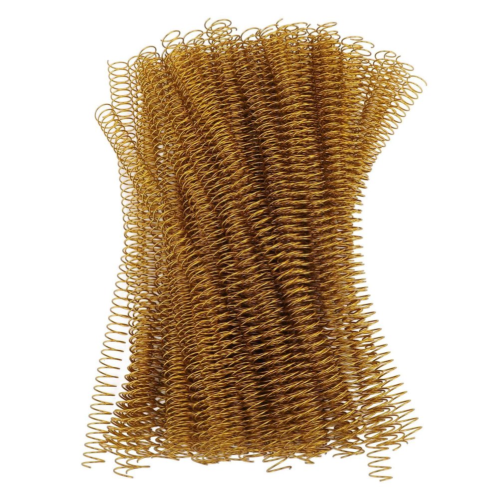 100Pcs 14.3mm Iron Spiral Binding Coils, 48 Teeth 4:1 Pitch, 115 Sheet Capacity for A4 Paper, 360 Degree Rotatable, Easy to Cut and Bind (Gold)