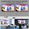 4K@60Hz hdmi Splitter 1 in 2 Out 4:4:4, 18 Gbps, 2 Port Powered hdmi 2.0 splitters for Dual Monitors, 1x2 hdmi Splitter Mirror/Copy Screen only (Not Extend) for Office,PS5,Xbox,HDTV view 3