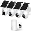 FOSSENXE Solar Security Cameras Wireless Outdoor, 4 Cam-Kit, Solar-Powered, 2K Cameras for Home Security System, 360 Pan & Tilt, Color Night Vision, Motion Detection, 64GB Memory Card, No Monthly Fee view 1