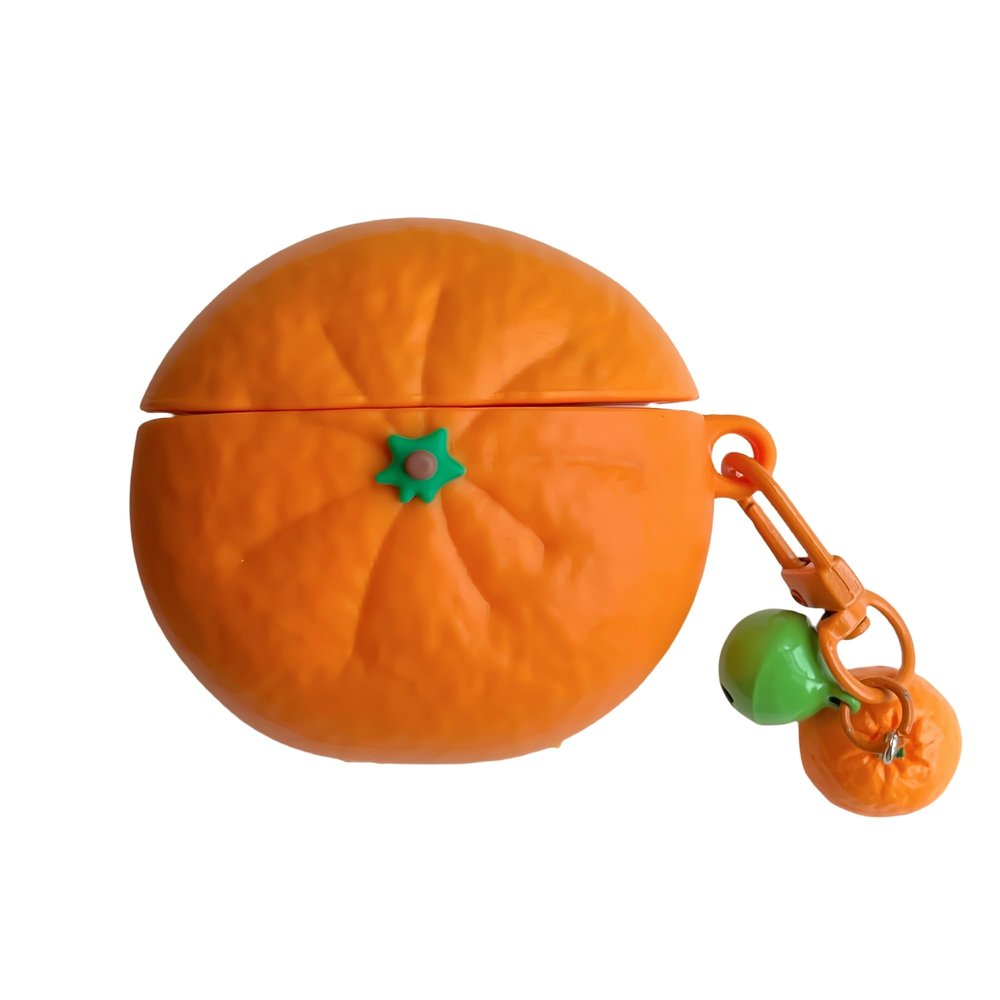 3D Fruit Case Compatible for AirPods1/2/3/4/AirPods Pro with Pendant Keychain, Kiwi Banana Orange Dragon Fruit Headphone Case for AirPods, Shockproof AirPods Cover (Airpods 3,Orange)