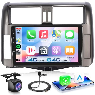 4G+64G Android 15 Car Stereo for Toyota Prado 2010-2013 with Wireless Carplay Android Auto, 9 Inch 1280 * 720 Touch Screen GPS/WiFi/Bluetooth 5.0/ FM/32EQ/ SWC/Backup Camera