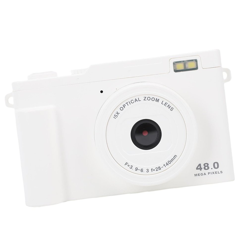 Bewinner 1080P Digital Camera for Photography, WiFi 48MP Vlogging Camera with LED Flash, 15x Digital Zoom Autofocus Compact Travel Cameras for Beginner (White)