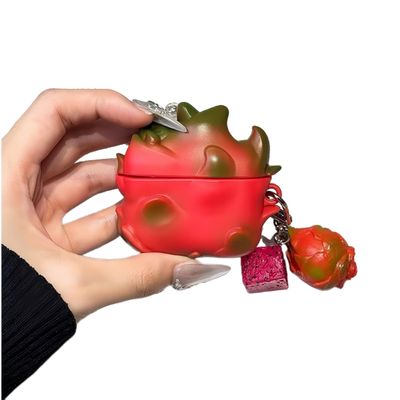 3D Fruit Case Compatible for AirPods1/2/3/4/AirPods Pro with Pendant Keychain, Kiwi Banana Orange Dragon Fruit Headphone Case for AirPods, Shockproof AirPods Cover (Airpods Pro 1,Dragon Fruit)