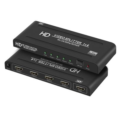 4K@60Hz 1x4 HDMI Splitter 4:4:4,18 Gbps,4 Port Powered HDMI 2.0 Splitter1 in 4 Out Support Auto Down Scaler, 4K 1080P Sync, HDR10,3D, Only Duplication/Mirror Screens (Not Extend) for HDTV/PS5