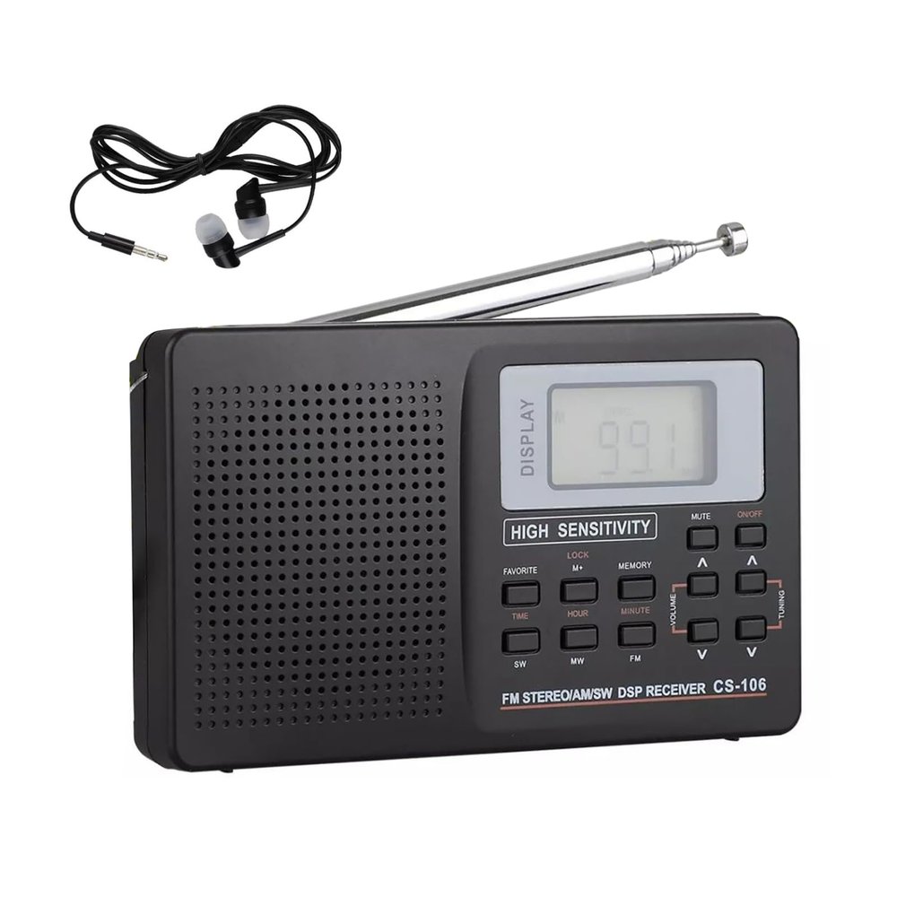 LCD Digital Screen Display Rechargeable Pocket FM/AM/SW/MW/TV Radio