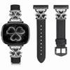 Leather Bands Compatible with Fitbit Versa 4/Fitbit Versa 3 /Fitbit Sense/Sense 2 Bands for Women, Bling Slim Leather Strap with Designer Three Hearts Design Buckle Strap for Fitbit Versa 4 Band (Black/Black) view 1