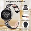 Leather Bands Compatible with Fitbit Versa 4/Fitbit Versa 3 /Fitbit Sense/Sense 2 Bands for Women, Bling Slim Leather Strap with Designer Three Hearts Design Buckle Strap for Fitbit Versa 4 Band (Black/Black) view 3