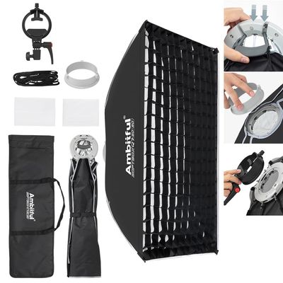 AMBITFUL 24" x 35" Strip Softbox Quick Release with Bowens Mount & Speedlite Bracket for COB Lights, Flash for CB60/CB100, LE200, SL60/SL100, MS300/SK400, V1/V1Pro/V100, AD200 (24" x 35")
