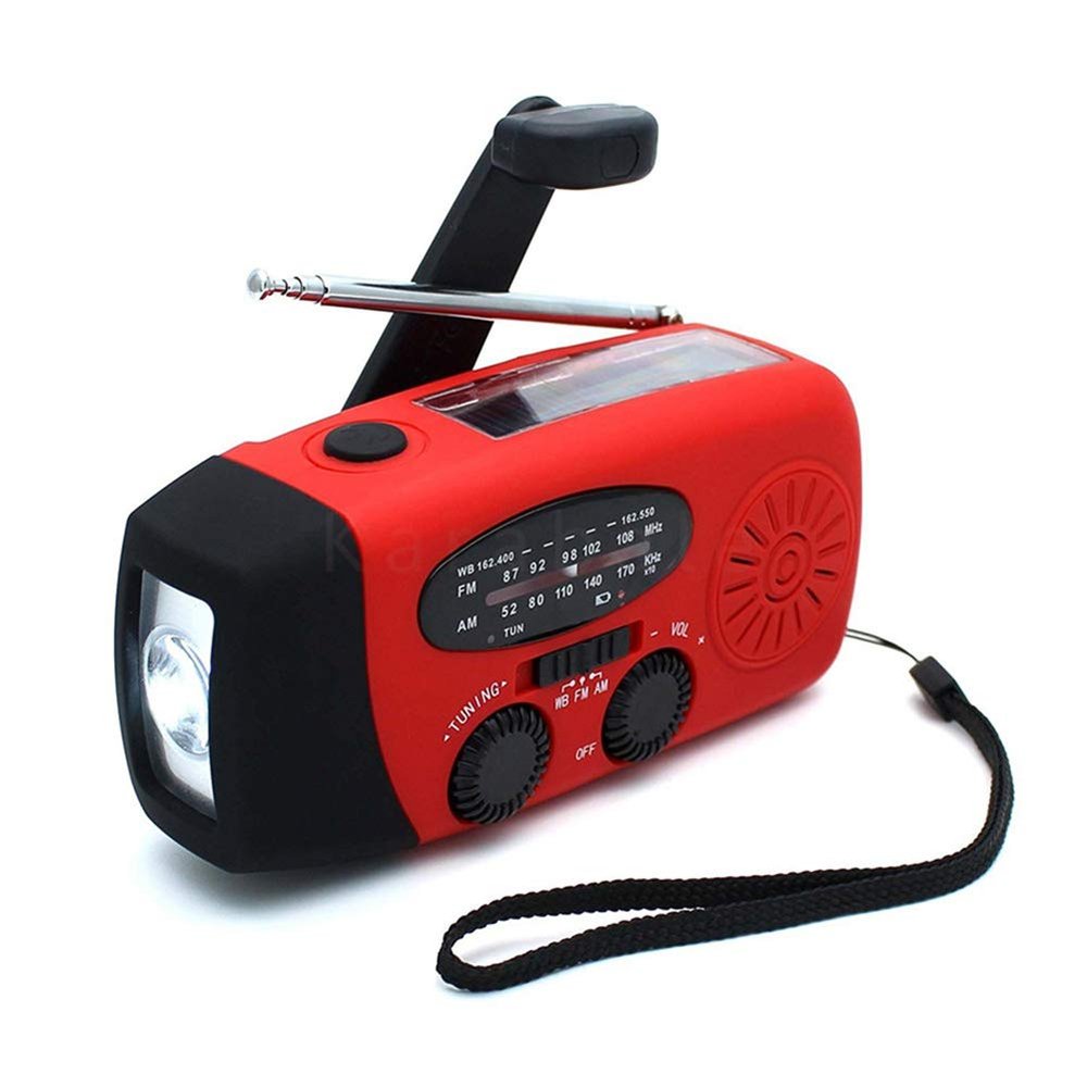 Portable Emergency Weather Radio Versatile Design Hand-Held Comfort Super Bright Durable and Waterproof Maximizing Visibility Red