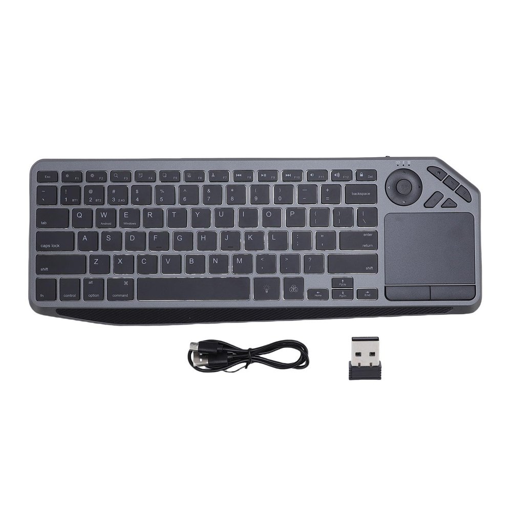 ciciglow Wireless Touch Keyboard, Multi Device Support, Rechargable TV Keyboard, 7 Color Backlight, with Touchpad, 2.4G Bluetooth Dual Mode, for Laptop Tablet