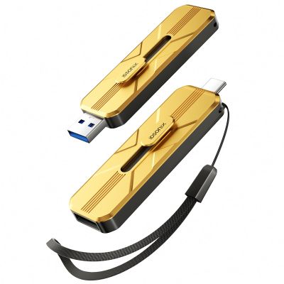 iDsonix USB Flash Drive 512GB External SSD, Up to 1073MB/s, Thumb Drive with 2 Ports USB A 3.2 + Type C, Push-Pull Design, Alloy Portable Memory Stick for iPhone 17/16/15/PS5/Android Phone/Mac/Windows