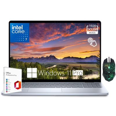 Dell Inspiron 16 Business Laptop,16" 16:10 FHD+ (1920 x 1200) Touchscreen,Intel Core 7 150U,32GB DDR5 RAM,1TB SSD,Backlit Keyboard,WiFi 6E,MS Office Lifetime License & Designed Mouse,Win11 Pro