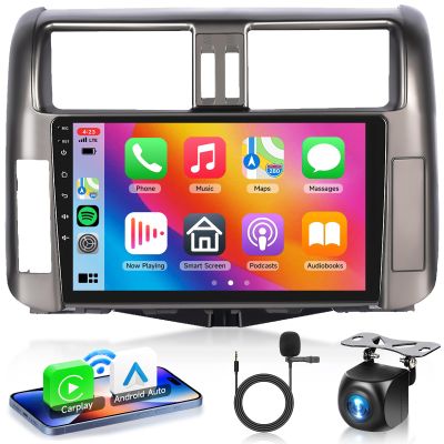 4 Core+64G Android 13 Car Stereo for Toyota Prado 2010-2013 with Wireless Carplay Android Auto, 9 Inch Touch Screen Radio Support GPS/WiFi/Bluetooth/SWC+Backup Camera
