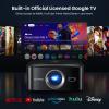 1500 ANSI Official Licensed Google TV Smart Projector, HAPPRUN 4K Full HD Home Theater with Auto Focus, Dolby Sound, Wi-Fi Bluetooth, Built-in Apps, Compatible with Phone & PC, Indoor & Outdoor Use view 2