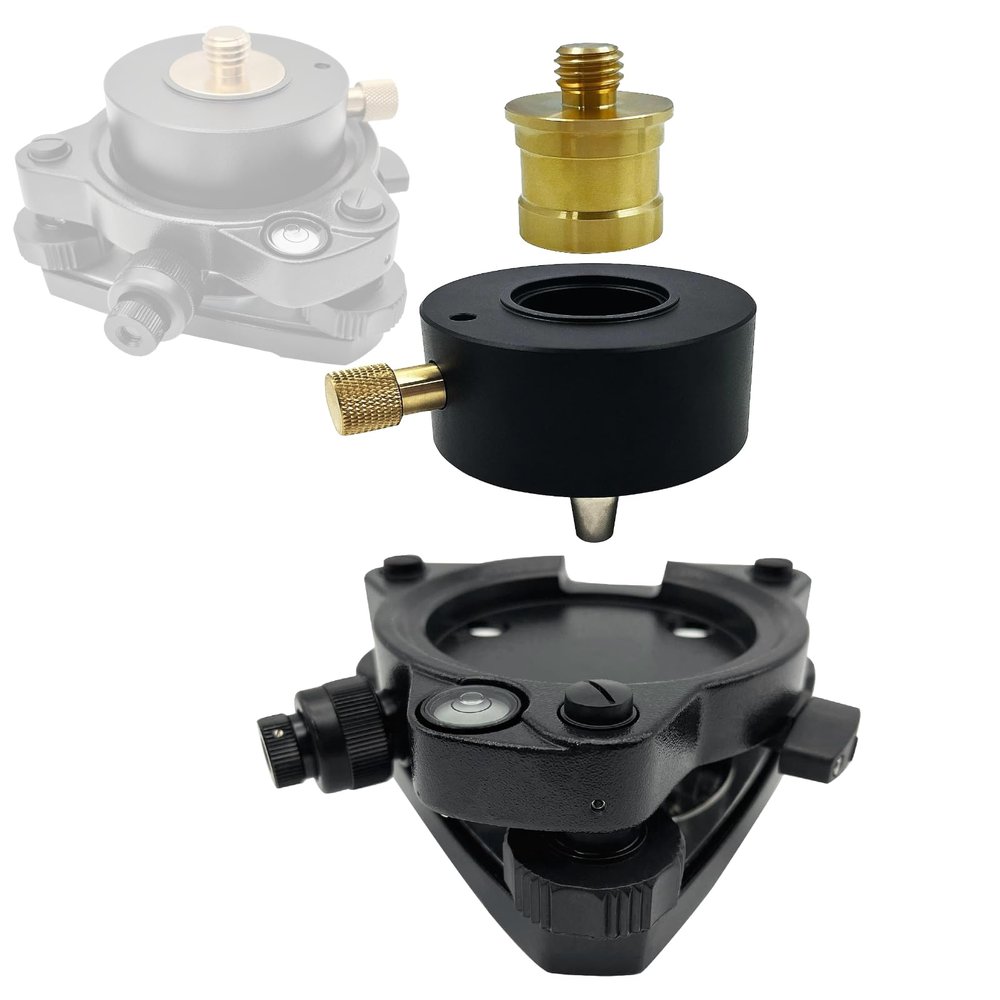 Surveying Tribrach Adapter Kit with Optical Plummet and 360 Rotating Prism Base 5/8-11 Thread Mount Set for GPS GNSS Total Stations Prism Poles and Tripods