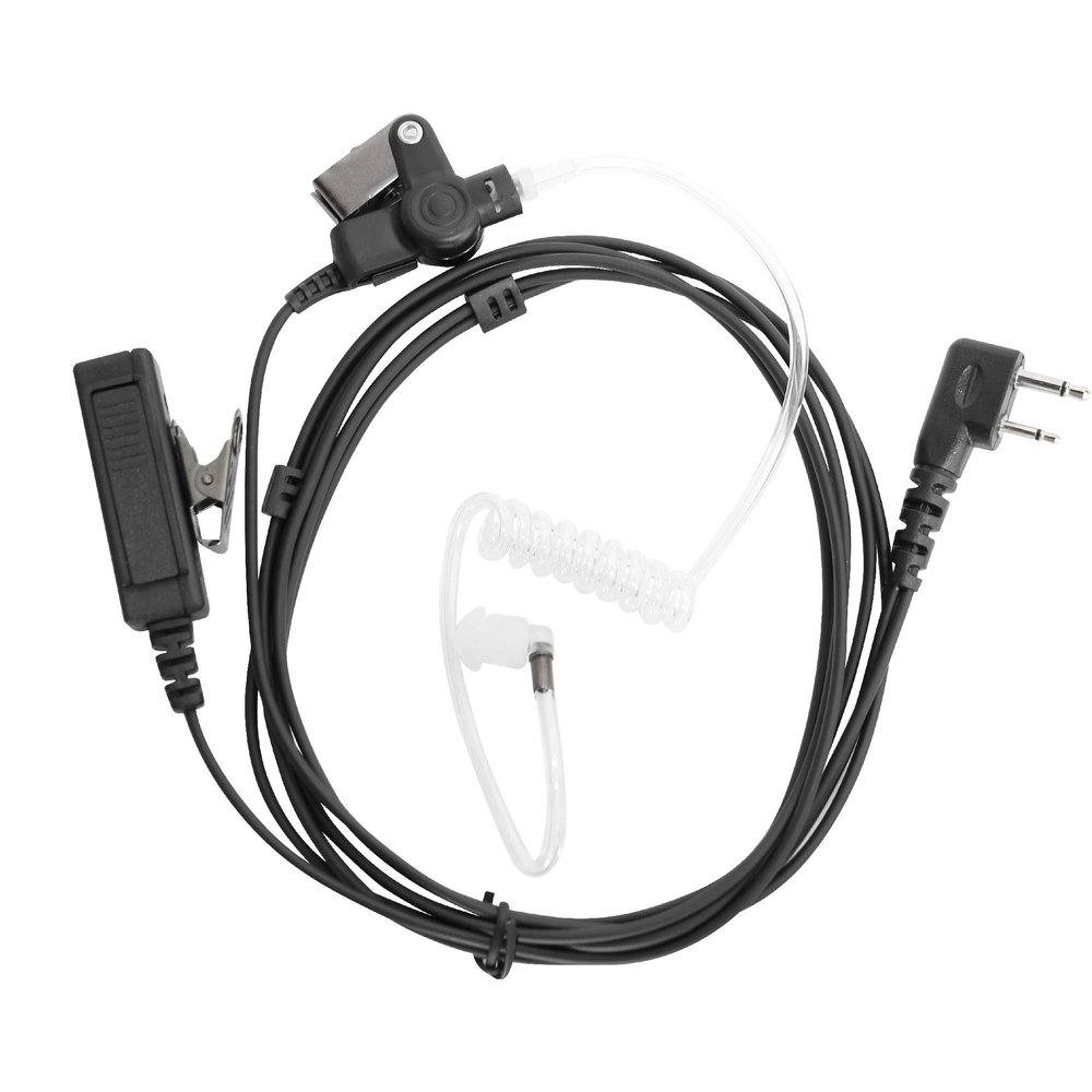 biemotwoway 2-Wire Push-to-Talk Surveillance Earpiece for IC-F3001 F3002 F3003 F4011 V80 Radio - Black Covert Headset w/Clear Acoustic Tube & Quick-Disconnect (Compatible w/ 40+ Models)