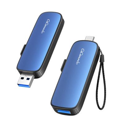 GiGimundo 512GB External Portable SSD, Up to 1073MB/s Dual Port USB C Thumb Drive USB 3.2 Gen 2+USB A Solid State Drives for iPhone 15/16/17/Android/Mac,Blue