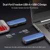 GiGimundo 512GB External Portable SSD, Up to 1073MB/s Dual Port USB C Thumb Drive USB 3.2 Gen 2+USB A Solid State Drives for iPhone 15/16/17/Android/Mac,Blue view 3