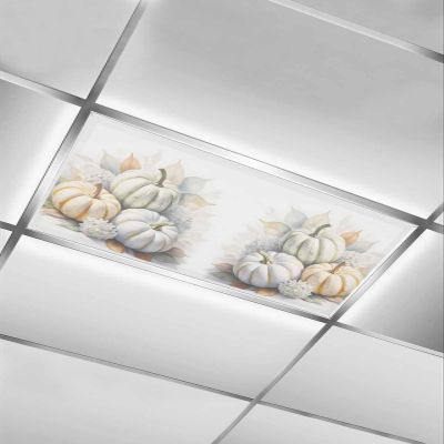 1 PCS Fluorescent Light Covers - Watercolor Pumpkin Hydrangea Magnetic Light Filters for Ceiling Light,Fall Thanksgiving Plant Light Shade Panel for Office Classroom Home Decor,4 x 2 Feet