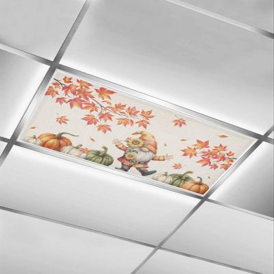 1 PCS Fluorescent Light Covers - Autumn Gnome Maple Leaf Pumpkin Magnetic Light Filters for Ceiling Light,Thanksgiving Harvest on Linen Light Shade Panel for Office Classroom Home Decor,4 x 2 Feet