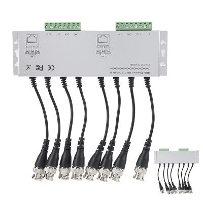 8 Channel BNC to UTP Twisted Pair Cable Transceiver Adapter HD Video Signal Converter Passive Balanced Transmission Support 1080P CCTV Camera System