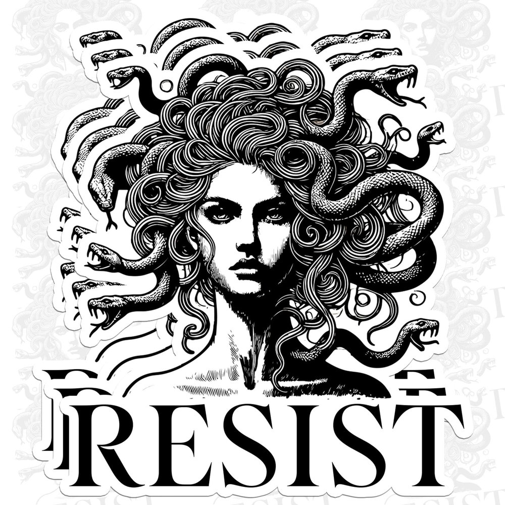 3 Pcs Resist Sticker Feminist Witchy Political Vinyl Decal for Womens Rights, Social Justice, Dark Aesthetic, Greek Mythology Art Activist Gift for Water Bottle, Laptop, Car, Phone Case 3 Inches