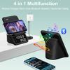 AFK Wireless Charging Station with Bluetooth Speaker and Alarm Clock,Wireless Charger Compatible with iPhone,Android Phones(Black) view 2