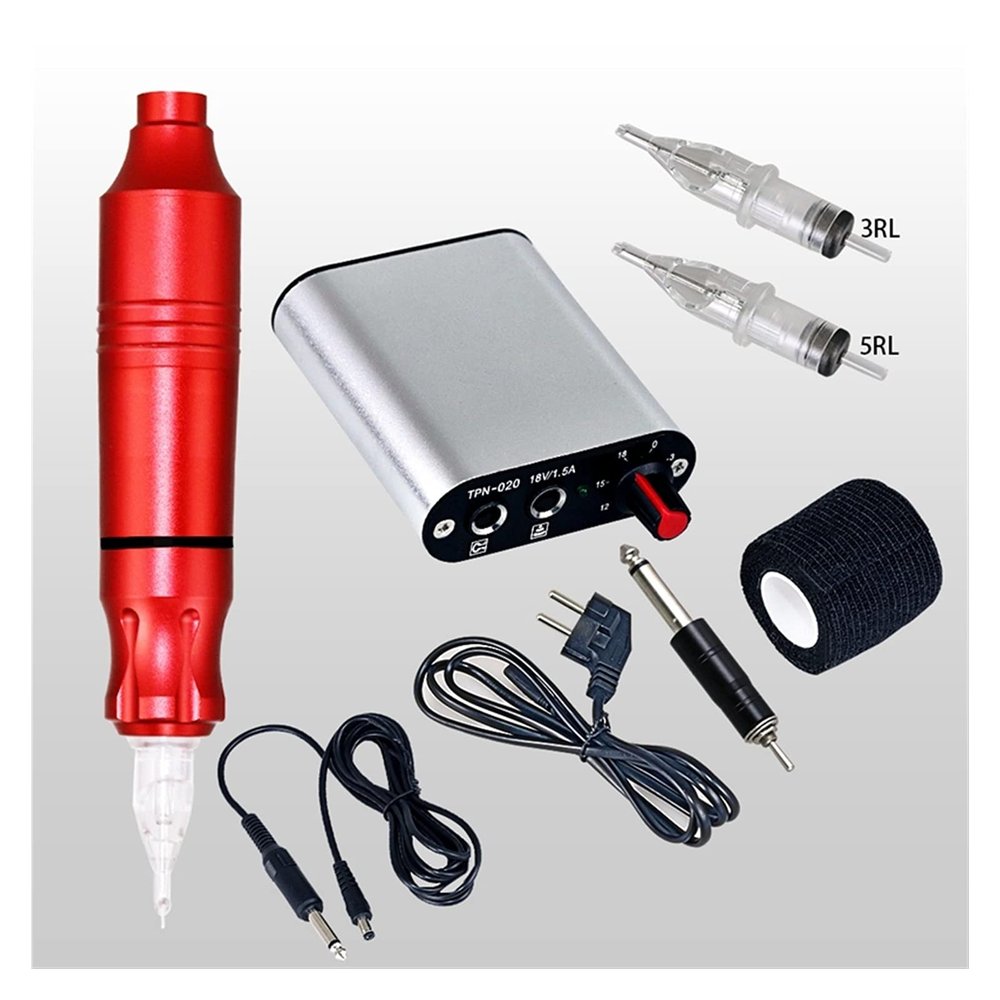 Tattoo Rotary Pen Machine Set Professional Tattoo Kit Power Pedal Tattoo Supply Permanent Makeup Machine Assortment Body Art(TK007S)