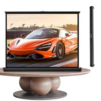 Floor Standing Manual Pull up Projector Screen, Portable Retractable Video Projection Screen, 30 40 50 Home Theater Movie Screen for Home Theater Backyard Cinema, Support 4K Full HD(4:3,40")
