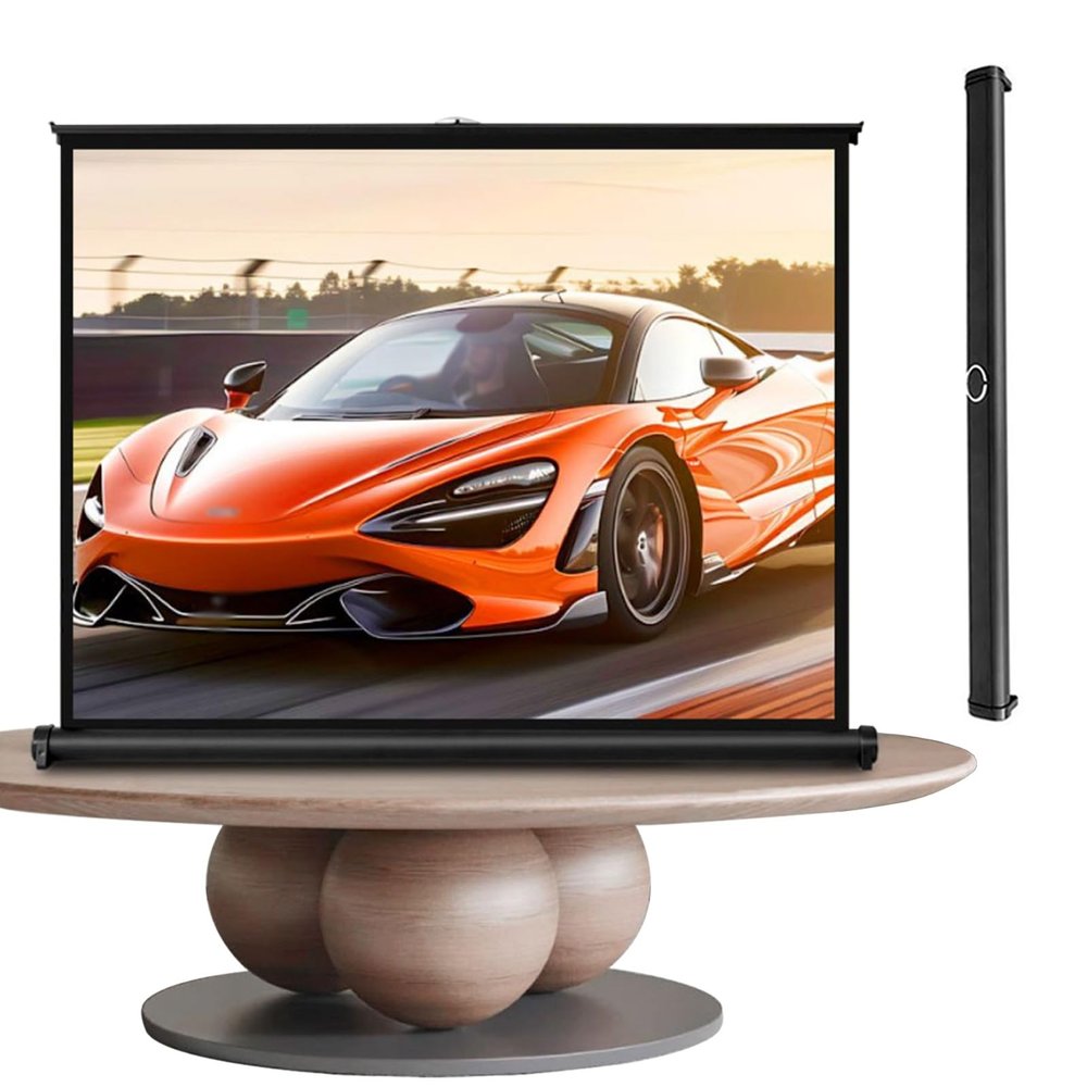 Floor Standing Manual Pull up Projector Screen, Portable Retractable Video Projection Screen, 30 40 50 Home Theater Movie Screen for Home Theater Backyard Cinema, Support 4K Full HD(4:3,40")