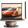 Floor Standing Manual Pull up Projector Screen, Portable Retractable Video Projection Screen, 30 40 50 Home Theater Movie Screen for Home Theater Backyard Cinema, Support 4K Full HD(4:3,40") view 1