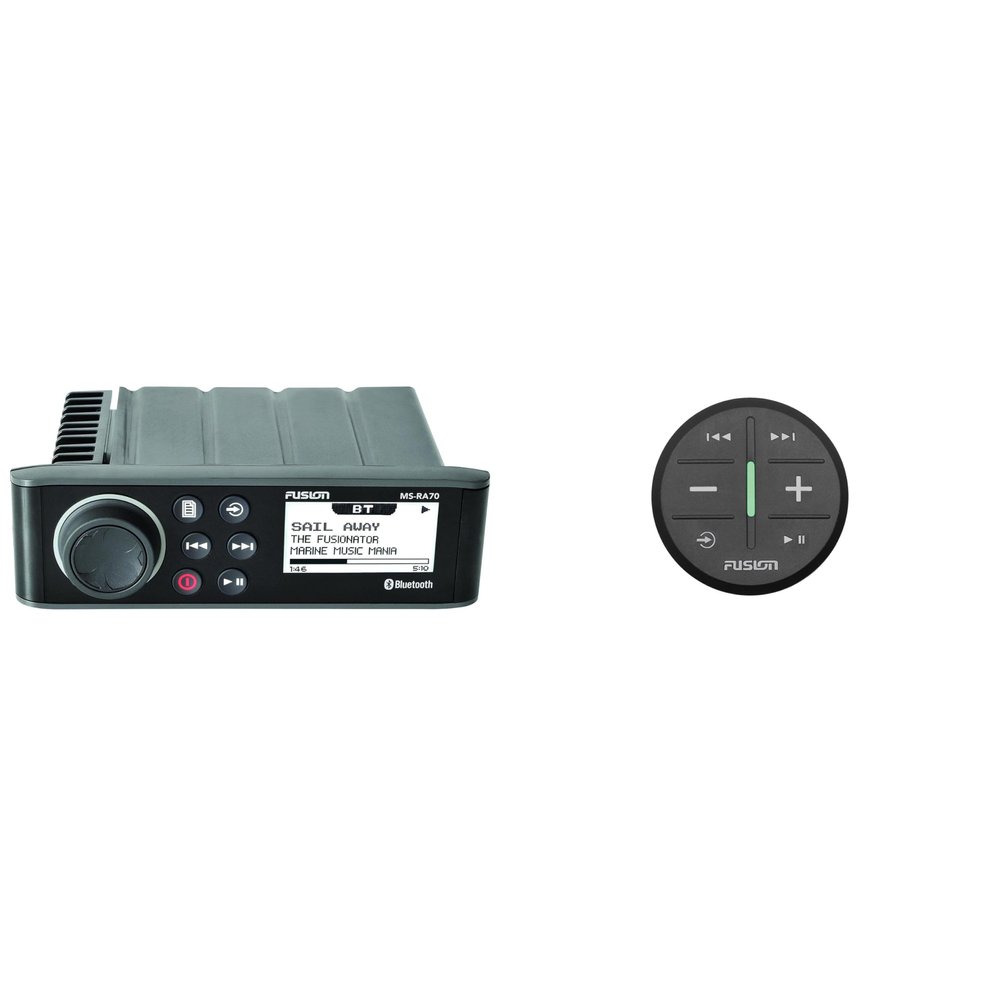 Fusion Entertainment MS-RA70 Marine Entertainment System with Bluetooth with Fusion MS-ARX70B ANT Wireless Stereo Remote - Black