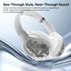 Bluetooth Headphones Over Ear with RGB Light, 65H Playtime Wireless Headphones 6.0 with Microphone, Foldable Lightweight Headset with Deep Bass, HiFi Stereo Sound Low Latency for Travel Work Cellphone view 2