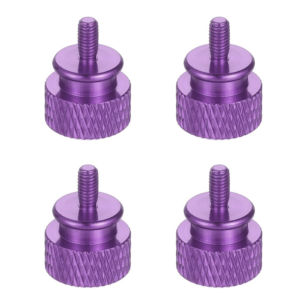 MECCANIXITY 4Pcs M3x6 Aluminum Thumb Screws, 12x16mm(ODxH) Computer Case Thumb Screws for PC Side Panel Motherboard Mounting Screw, Purple
