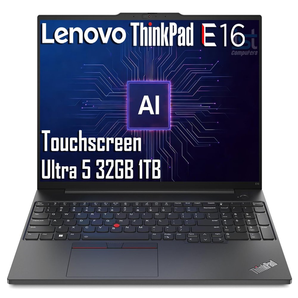 Lenovo ThinkPad E16 Business AI PC Laptop (16" FHD+ Touchscreen, Intel 12-Core Ultra 5 125U (> i7-1355U), 32GB DDR5, 1TB SSD), Backlit, Fingerprint Reader, Thunderbolt 4, Ethernet, Wi-Fi, Win 11 Pro