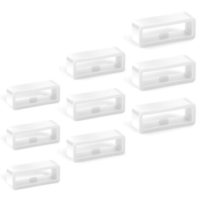 Xinjoduz 9 PCS Watch Band Holder Loop, White Silicone Magic Band Clips, Smartwatch Strap Holder Fastener Rings Retainer Loop Replacement for Smartwatch Accessories Bands Keeper (18/20/22 mm)