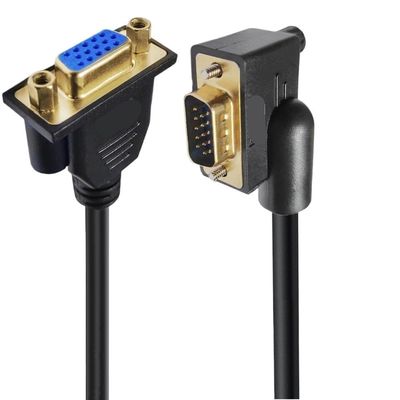 bodateng 90 Degree Up Down Left Right Angled Male to Female Extension Cable Cord 1080P Full HD Computer M>oni>tor Cable 0.5m 1m 1.5(VGA M-F Right Angled,1m)