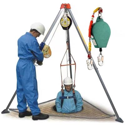Tripod Confined Space Tripod Kit Tripod Rescue System with Safe Belt, 1800lbs Winch, Falling Protector Bracket for Well/Tunnel/Sewers