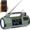 ZHIWHIS Emergency Radio with Bluetooth, Multi-Function Portable Radios with LCD VA Display, FM/MW/SW/VHF/WB Receiver with Alerts, Hand Crank/Solar/USB Charging, 5000mAh for Emergencies ZWS-908(Green) view 1