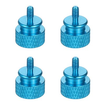 MECCANIXITY 4Pcs M3x6 Aluminum Thumb Screws, 12x16mm(ODxH) Computer Case Thumb Screws for PC Side Panel Motherboard Mounting Screw, Azure