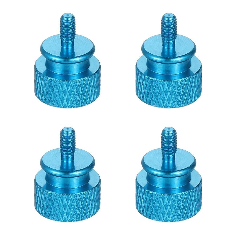 MECCANIXITY 4Pcs M3x6 Aluminum Thumb Screws, 12x16mm(ODxH) Computer Case Thumb Screws for PC Side Panel Motherboard Mounting Screw, Azure