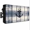 Nautical Anchor Outdoor TV Cover 30-32 Inch Waterproof & Weatherproof with Roll Up Front Flat, Retro Farmhouse Wooden Striped Outside Zipper TV Screen Protector Enclosure Remote Control Pocket view 1